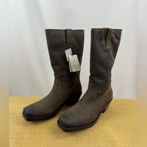 Zara brown leather biker boots | woman’s size 9 | NWT